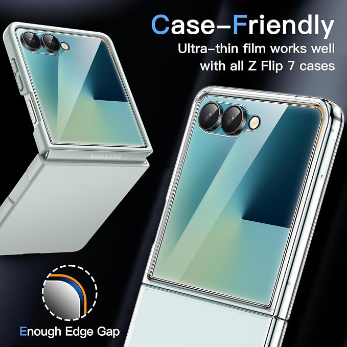 JETech Front Screen Protector for Samsung Galaxy Z Flip 7, 3-Pack | Full-Coverage PET Film, HD Clear, Case-Friendly Design