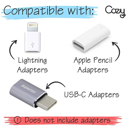 Cozy Silicone Charging Cable Keeper and Adapter Tether, Secure Black Cord Holders Compatible with Micro USB, Apple Pencil Components, Keychain, Car, Travel, 10-Pack