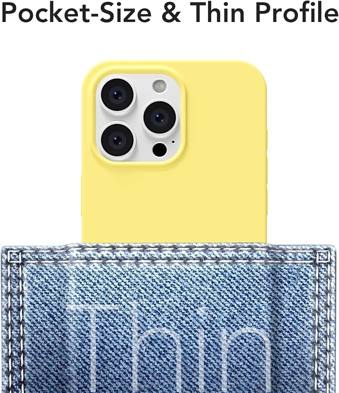 for iPhone 16 Pro Case Silicone Compatible with Magsafe Case, Ultra Slim Thin Magnetic Phone Cases Mag Safe, Cute Soft Rubber Gel TPU Matte Plain Wireless Charging Cover for Women, Yellow