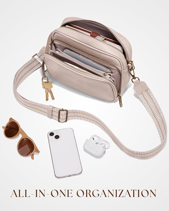 Crossbody Bags with Built-in Wallet, Anti-Theft Travel Purse with Card Slots, Trendy Vegan Shoulder Bag for Women Men