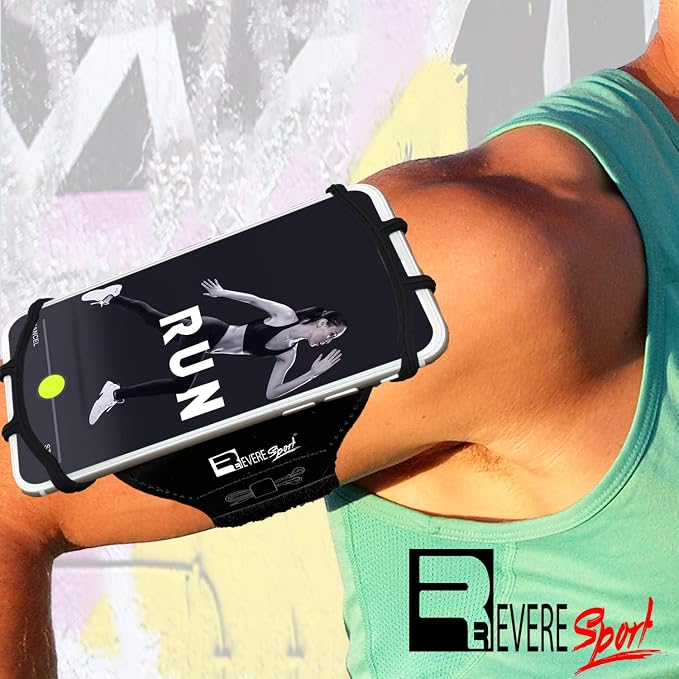 RevereSport Universal iPhone Running Armband (17/16/15/14/13/12/11/10/X/XR/SE/Air/Plus/Max/Pro). Phone Holder Case