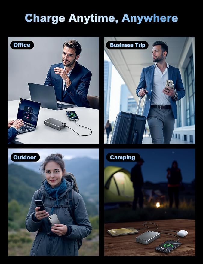 Portable Charger Power Bank, 56800mAh Battery Pack, 22.5W Fast Charging Portable Phone Charger for Camping Travel Essential Compatible with iPhone 17/16/15/14/13 Series, Samsung, Google,iPad-Gray