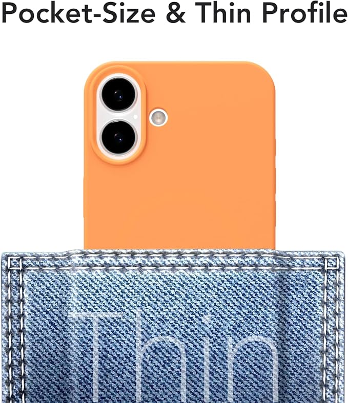 for iPhone 16 Plus Case Silicone Compatible with Magsafe Case, Ultra Slim Thin Magnetic Phone Cases Mag Safe, Cute Soft Rubber Gel TPU Matte Plain Wireless Charging Cover for Women, Neon Orange