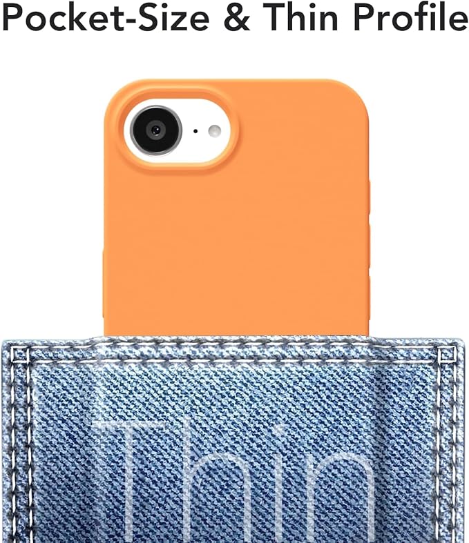 for iPhone 17e 16e Case Silicone Compatible with Magsafe Case, Ultra Slim Thin Magnetic Phone Cases Mag Safe, Cute Soft Rubber Gel TPU Matte Plain Wireless Charging Cover for Women, Neon Orange