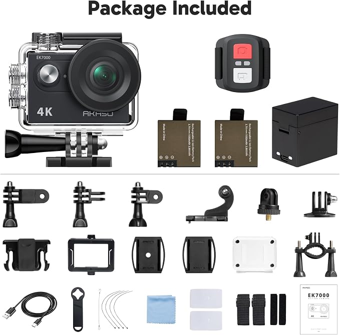 AKASO EK7000 4K30fps Action Camera - 131ft Waterproof Camera with Remote Control 4X Zoom Ultra HD 20MP Underwater Camera with Accessories Kit