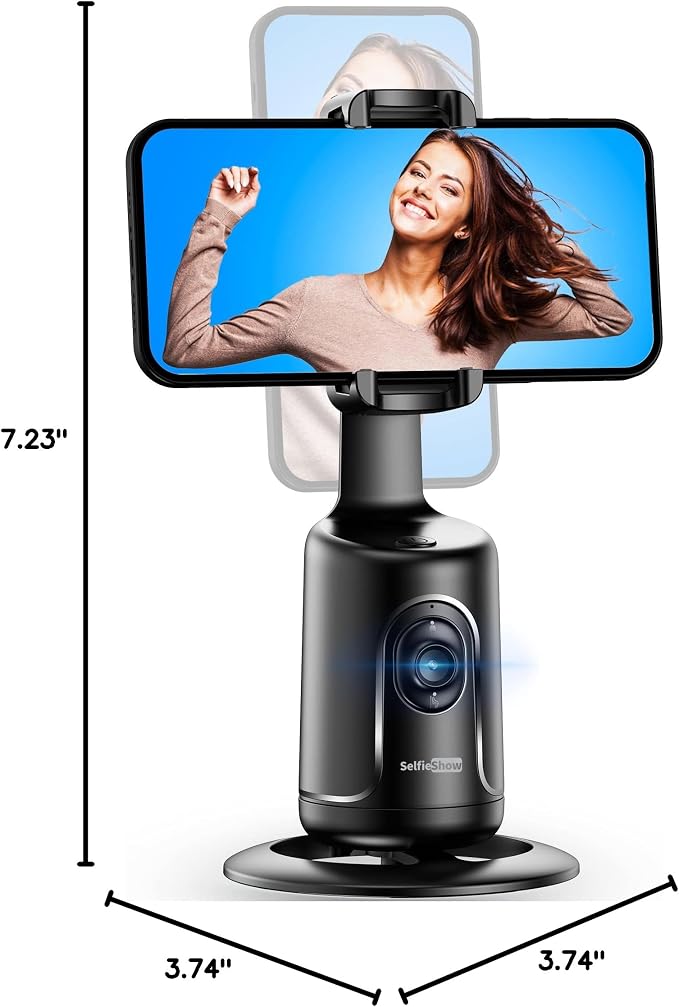 Auto Tracking Phone Holder, Auto Face Tracking Tripod, Portable All-in-one Smart Selfie Stick 360 Rotation Fast Face & Object Tracking Cameraman Robot Mount for Phone Video Vlog Live Streaming(Black)