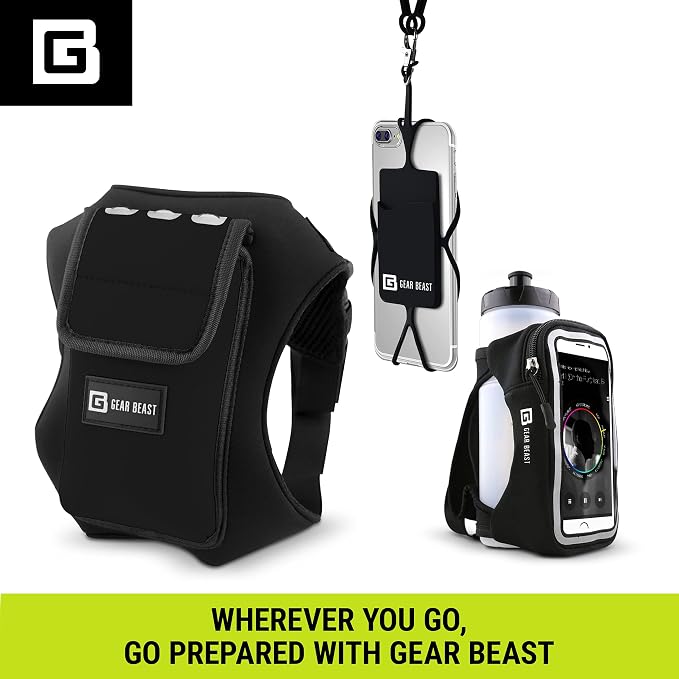 Gear Beast Running Backpack Unisex - Running Vest for Jogging, Hiking and Cycling - Compatible with Most Smartphones, Black