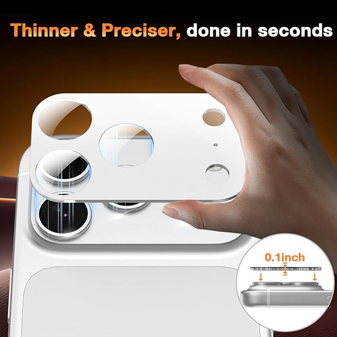YWXTW [0 Bubbles for iPhone 17 Pro Camera Lens Protector, Full Coverage Tempered Glass Lens Screen Protector for iPhone 17 Pro Accessories, Case Friendly, HD Clear, 3 Pack (Silver)