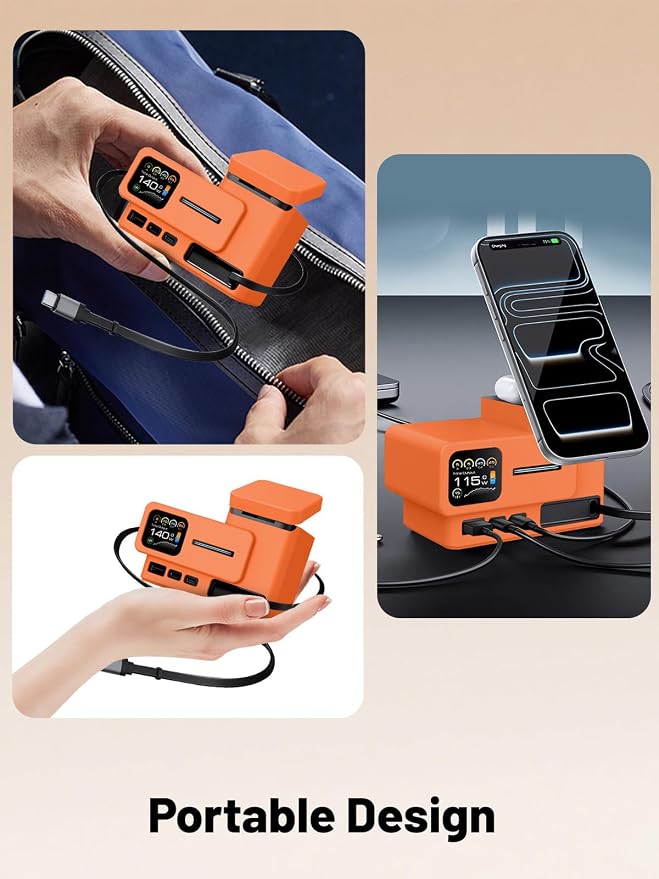 Silicone Protective Case Compatible with CUKTECH 15 Super Power Station 140W, Full-Body Protective Cover with Precise Cutouts, Shockproof & Scratch-Resistant Sleeve (Orange)