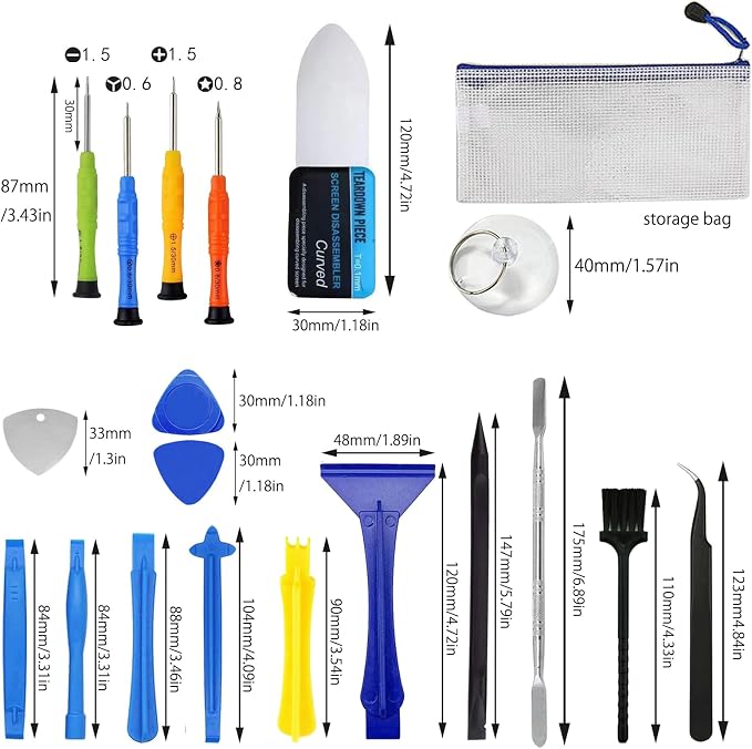 Spudger Tool Kit, 23 Pcs Cell Phone Repair Tool Kit, Pry Tools for Electronics, Metal Spudger, Plastic Pry Tool, Screwdrivers/Tweezers/Spudger Kits for iPhone, Laptop, Tablet, Computer, iPad
