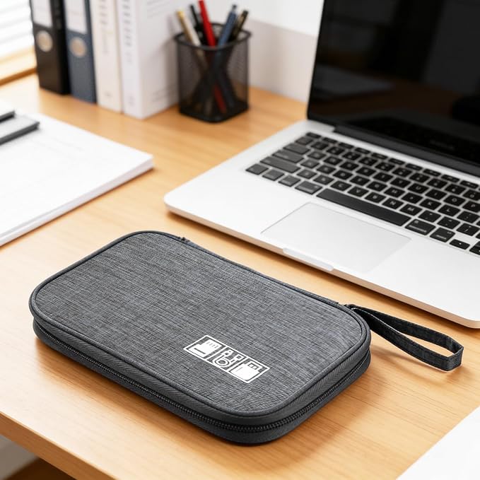 Yamrots Travel Cable Organizer, Electronic Organizer Travel Case, Portable Storage Bag for SD Card, Charger, Power Bank, Earphone (Grey)