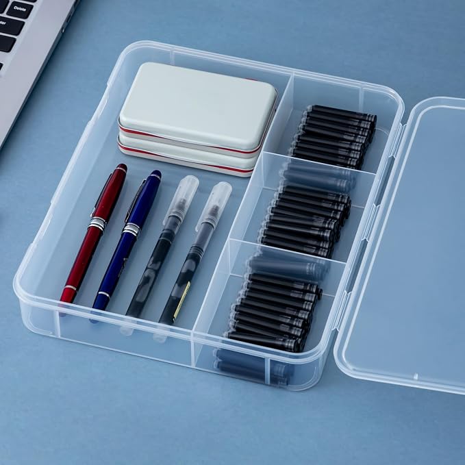 Vidifor 2-Pack Clear Cable Organizer Box with 16 Cable Ties, Portable Cord & Charger Storage for Drawer, Desk, Office & Home (2, Large)