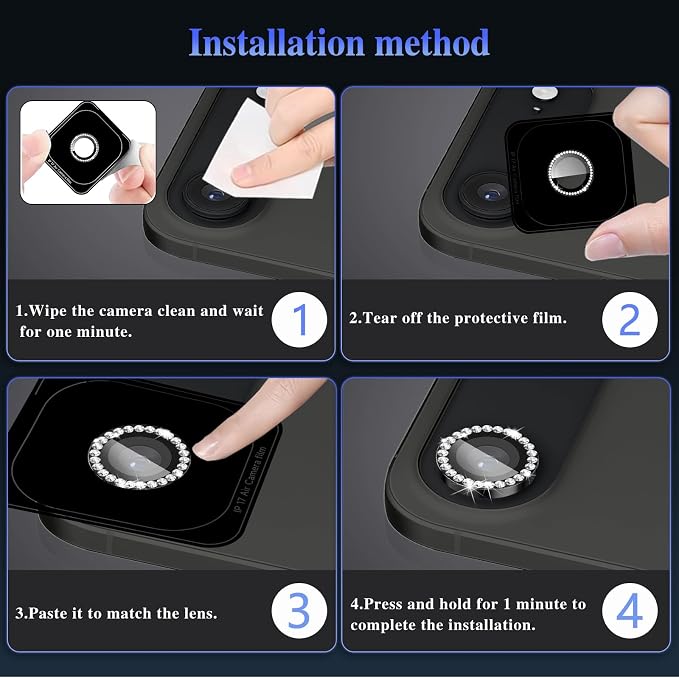 ShinKin Camera Lens Protector for iPhone Air (6.5 inches), Glitter Camera Cover, 9H Tempered Glass Individual Metal Ring Camera Protector for iPhone 17 Air (Diamond -Colorful)