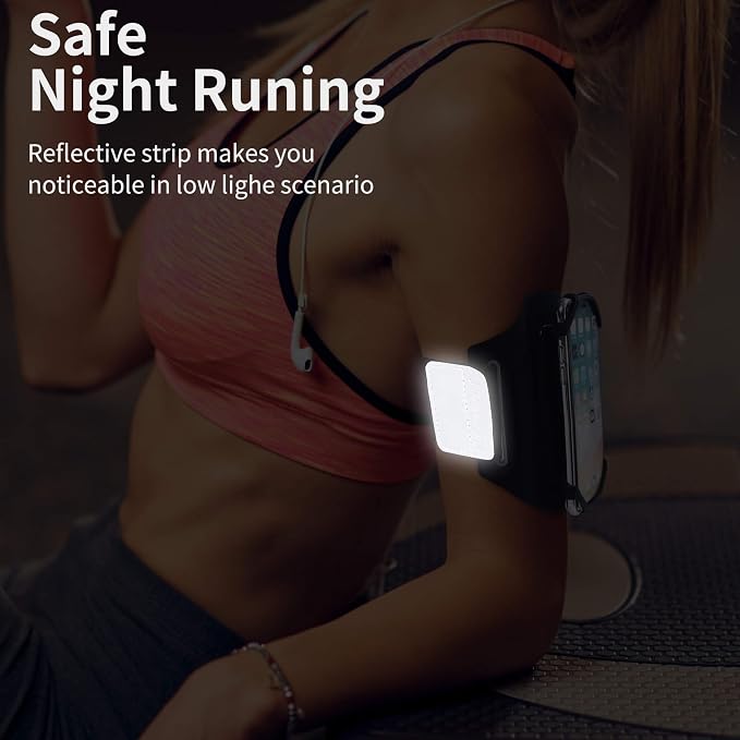 Armband & Bike Phone Holder Set- Detachable & 360° Rotatable Reflective Strap with Zipper Pocket Bag - Compatible with iPhone 16 15 Pro Max Plus Samsung Galaxy for Running Workout Sports