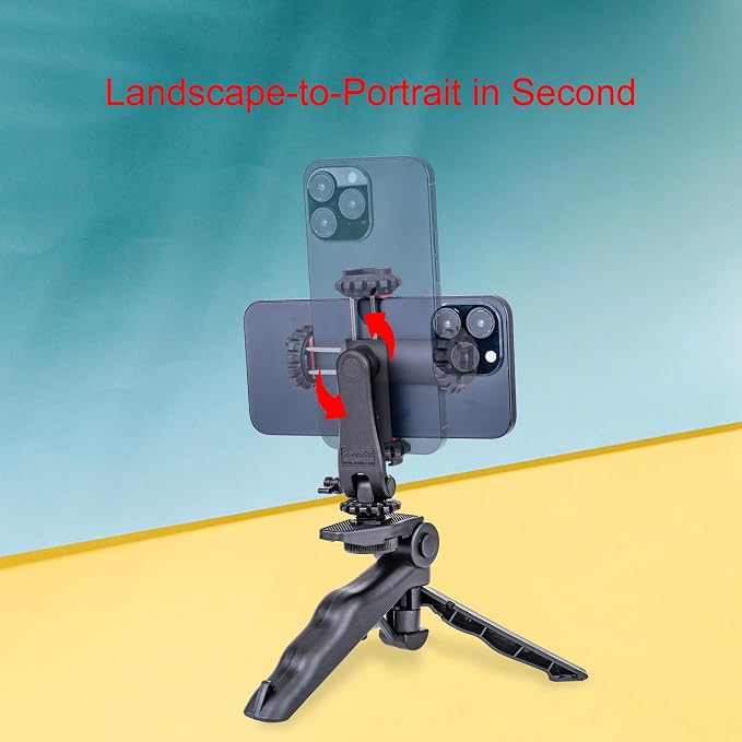 Zeadio Phone Tripod Stabilizer Grip, Smartphone Handheld Portable Selfie Stick Desktop Tabletop Stand Mount Holder for All Smartphones
