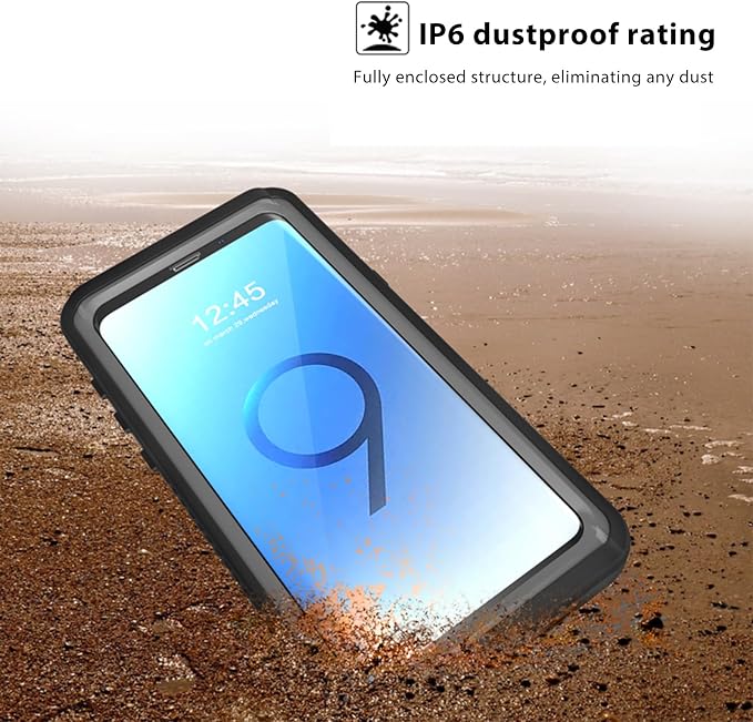 Hualele Galaxy S9 Plus Case Waterproof, Built in Lens & Screen Protector Rugged Full Body Heavy Duty Protective Shockproof IP68 Underwater Cover for Samsung Galaxy S9+ Black