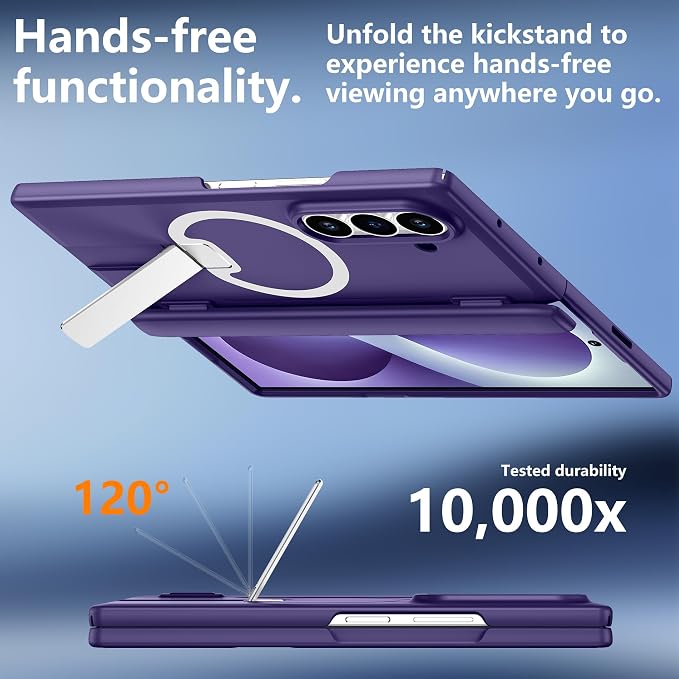 For Samsung Galaxy Z Fold 8 Ultra Case with Kickstand & Screen Protector | MagSafe-Compatible,Military Grade Drop Tested Non-Slip Slim Shockproof Case for Samsung Z Fold 8 Ultra-Roland Purple