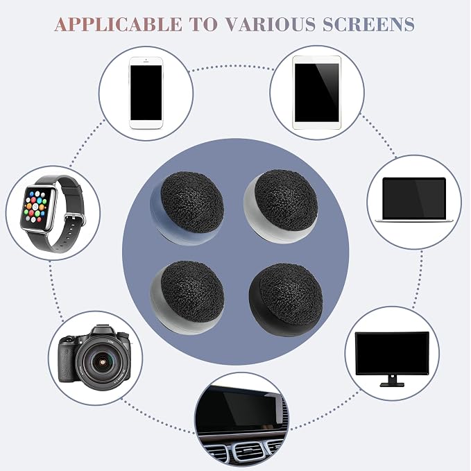 Suclain 4 Pack Touch Screen Cleaner Balls Phone Cleaning Ball Microfiber Touch Car Screen Glass Cleaner for Easter Computer Laptop Phone Monitor(Black, Blue, Dark Grey,Light Grey)