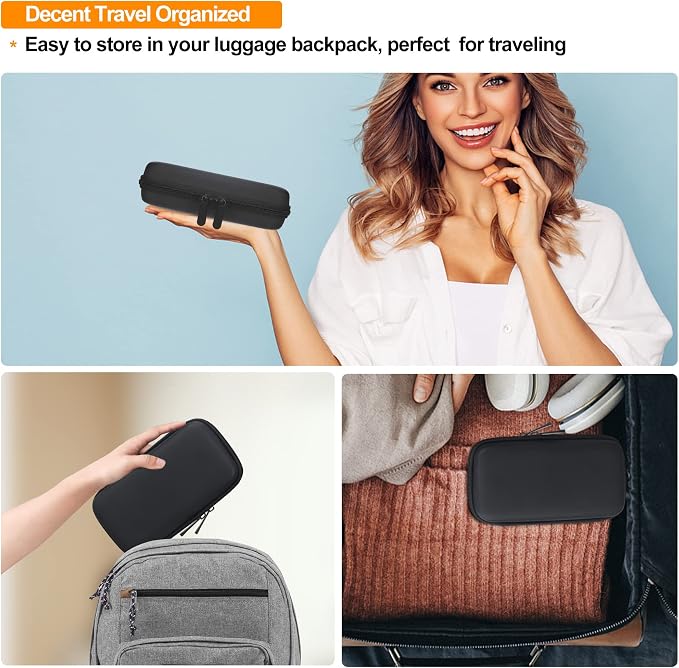 Elonbo Carrying Case for Apple MagSafe Charger Battery Pack, Hard Travel Organize Bag for Mag Safe Magnetic Power Bank for iPhone 13/13 Pro, Extra Mesh Pocket Fits Power Adapter, Black+Orange