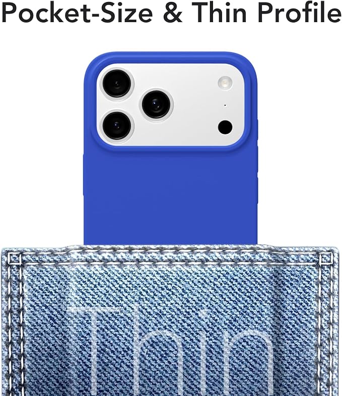 for iPhone 17 Pro Case Silicone Compatible with Magsafe Case, Ultra Slim Thin Magnetic Phone Cases Mag Safe, Cute Soft Rubber Gel TPU Matte Plain Wireless Charging Cover for Women, Royal Blue