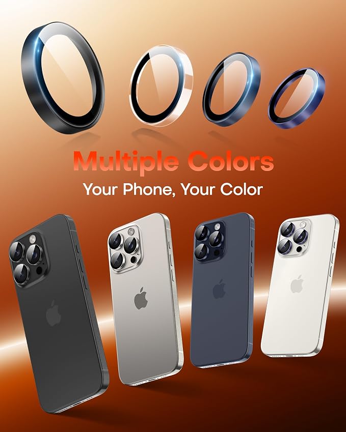 TOCOL for iPhone 15 Pro Max Camera Lens Protector/iPhone 15 Pro Camera Lens Protector Tempered Glass HD Individual Scratch Resistant Cover Accessories Case Friendly 2 Pack(Purple)