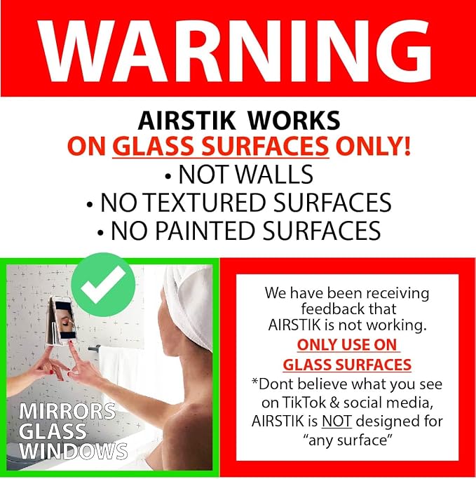 AIRSTIK Cell Phone Holder for Glass Shower, Mirror & Window | Suction Mount Universal Modular New Removable Back Plate | Reusable Waterproof for Bathroom, Kitchen, Dorm, Gym Made in USA (White)