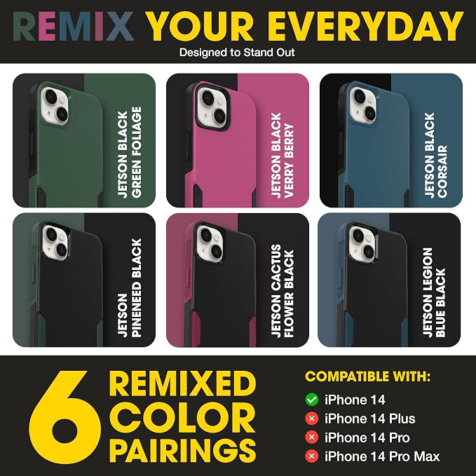 OtterBox iPhone 16e, 15, 14, & 13 Commuter Series Case - Slim & Tough, Pocket-Friendly, with Port Protection - Green/Black