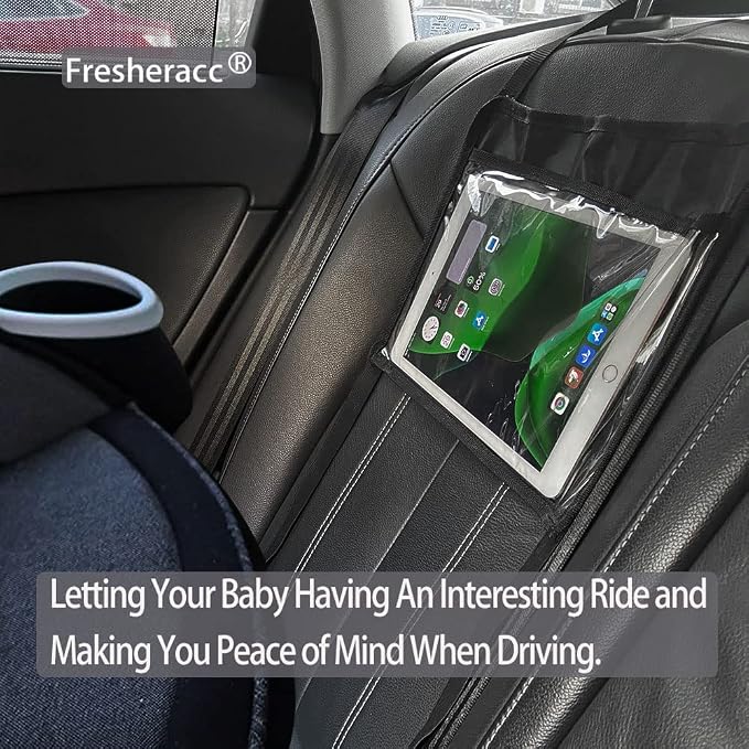 Car iPad Kindle Tablet Holder for Rear and Forward Facing Mirror, Car Mount Hanger Case for Vehicle Backseat Headrest Up to 10.5', Lightweight Washable and Portable (Black)