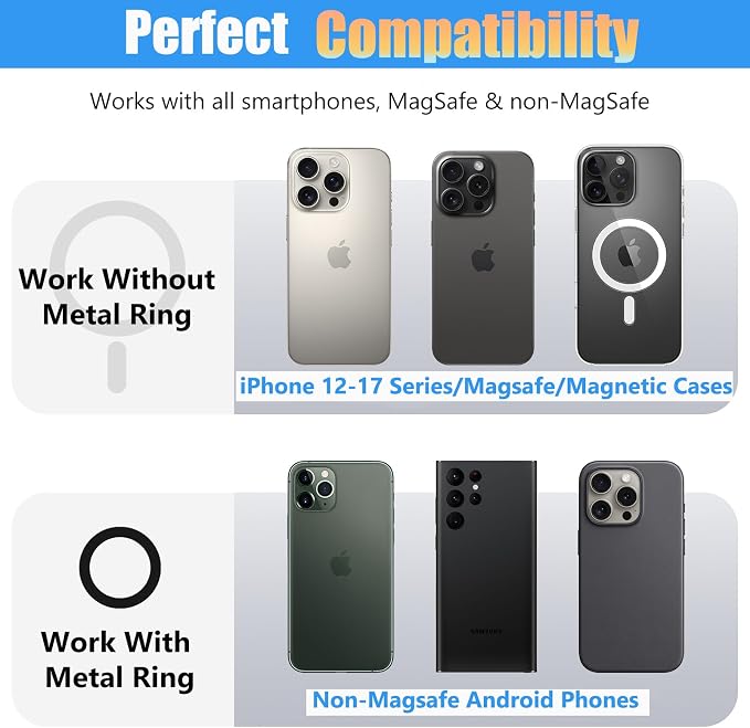 Magnetic Phone Holder for Gym:【Strong Magnets】 Gym Golf Accessories Essentials for Men/Women, Dual Magnetic Phone Mount with Alloy Base Stand for Magsafe iPhone 12-17 Series & Android