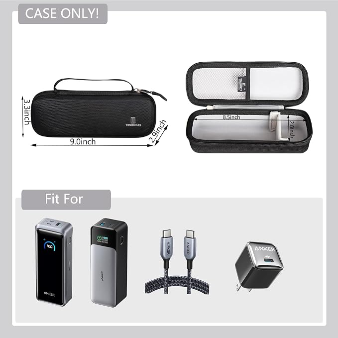 Tourmate Hard Storage Case for Anker Prime 26,250mAh 3-Port Portable Charger - Travel Case for Anker 737/Anker 715 Charger Combo(Black & Gray) (26,250mAh)