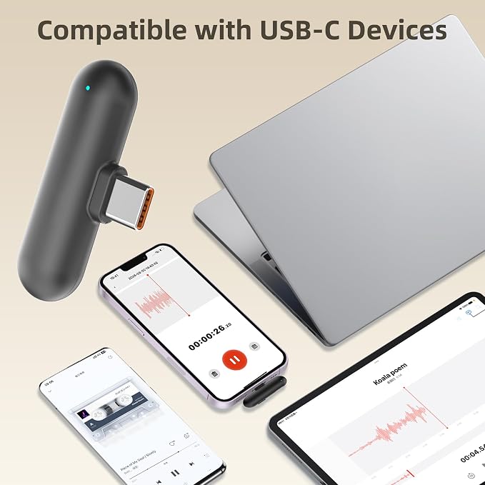 Wireless Lavalier Microphone for iPhone 16 15 Android - Ai Noise Cancelling Mini Phone Microphone USB C Magnetic Mic with 35H Charging Case for Video Recording Tiktok YouTube Vlogging