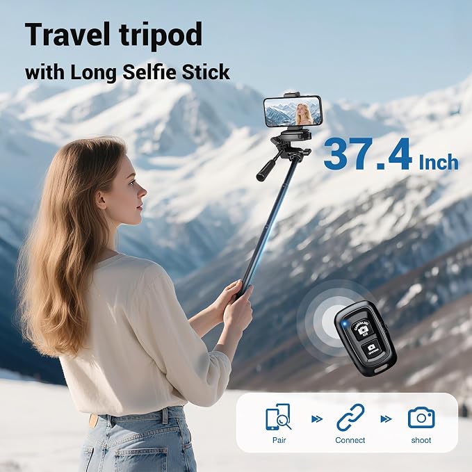 Phone Tripod, 83” Cell Phone Tripod for iPhone, Tall Tripods Selfie Stick with Wireless Remote Extendable Phone Holder Stand for Camera Photo Video Recording