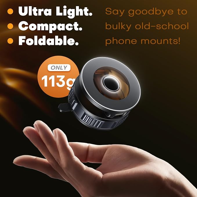 Car Phone Holder, 360ยฐAdjustable Magnetic Phone Holder for Car, Foldable Suction Cup Phone Mount, Phone Holders for Your Car for iPhone 17/16/15/14/13/12 Series