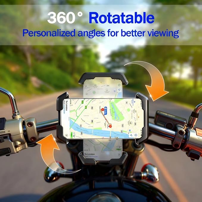 Bike Phone Holder & Motorcycle Phone Mount - Adjustable Handlebar Cell Phone Clasm for Bicycle, Scooter, E-Bike, Universal 4.7"-6.8" Smartphones for iPhone 17/16/15 Pro Max, Galaxy S24,Shockproof