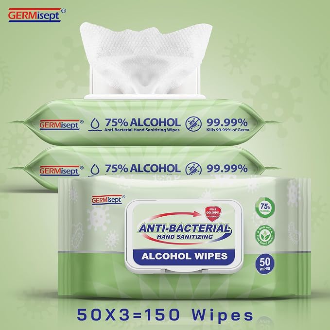 Advanced 75% Alcohol Antiseptic Hand Sanitizer Multipurpose Wipes (50 Count X 4 packs = 200 Wipes)