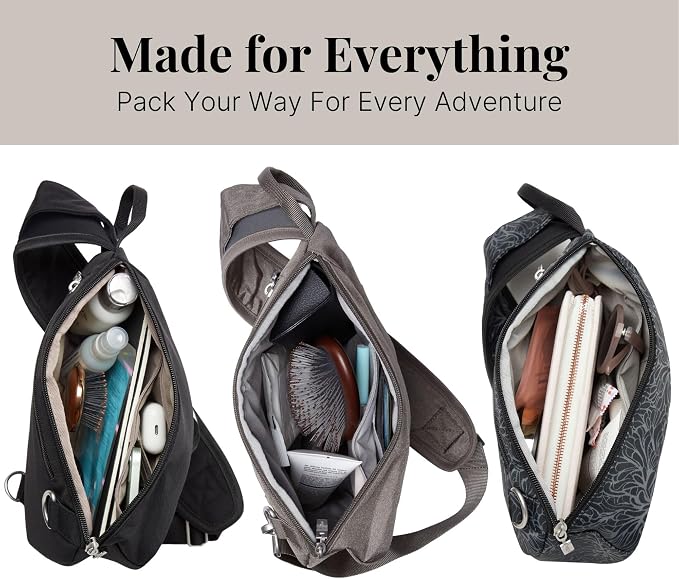 Baggallini Medium Sling Backpack - 9"x11" Lightweight Sling Bag with Convertible Adjustable Shoulder Strap