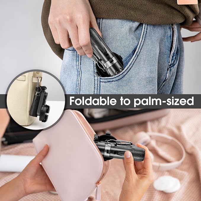 Magnetic Tripod for Phone,2 in 1 for Magsafe Stand& Clip Portable Pocket Size Selfie Stick for Android/iPhone,Phone Holder with Wireless Rechargeable Remote Control for Photography, Live Streaming