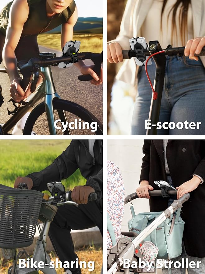 Bone Bike Tie 6, Bicycle Phone Mount for Handlebar, Scratch-Free & Shock-Absorbing Silicone MTB Holder with Dual-Strap Protection, Cycling Phone Carrier for iPhone & 4.7"–7.2" Smartphones (Handlebar)
