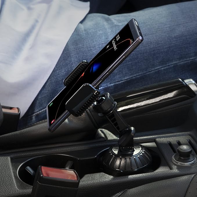 Scosche UHCUP2M-SP1 Universal Cup Phone Holder Mount with Adjustable Arms and Adjustable Base, Expands to Fit Cupholder, 360 Degree View Rotation
