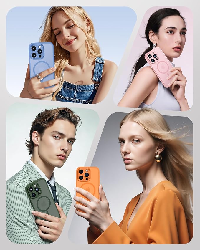 TOCOL for Phone 15 Pro Case, Compatible with Magsafe Charger, Full Camera Protection, Drop Protection, Translucent Matte Phone Case for iPhone 15 Pro 6.1 inch (Light Blue)