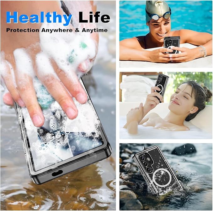 for Samsung Galaxy S24 Ultra Waterproof Case with Magsafe, Built-in Magnetic & Screen Protector, IP68 Certified Full Body Shockproof, for Water Sports Underwater Photography, 6.8" Black