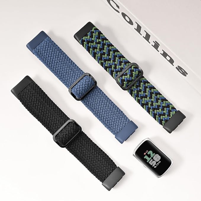 Braided Solo Loop Bands Compatible with Fitbit Charge 6/Charge 5, 3 Pack Adjustable Stretchy Wristbands Soft Woven Nylon Replacement for Fitbit Charge 5/Charge 6 Tracker Smart Watch for Women Men