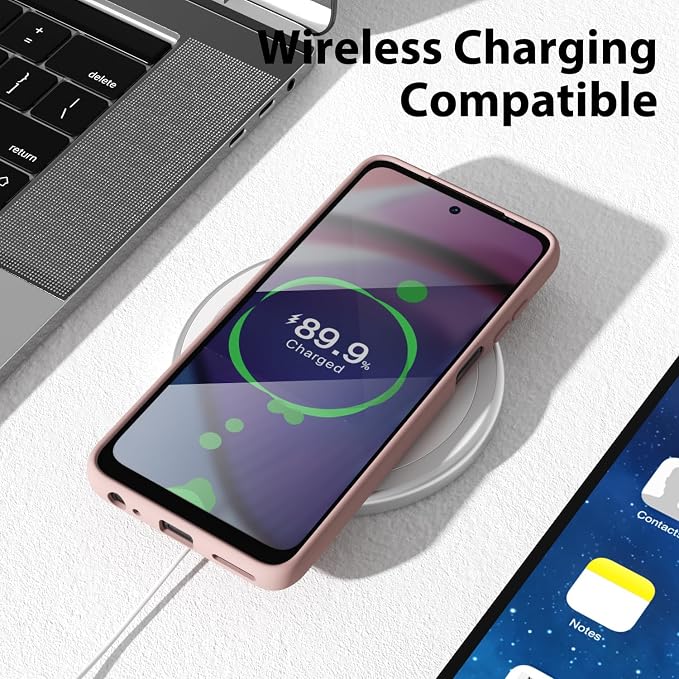 oakxco for Motorola Moto G Power 5G 2023 Phone Case Liquid Silicone, Thin Slim Soft Rubber Gel TPU Plain Simple Cover for Women Girl Cute, Matte Solid Color, Pink Sand