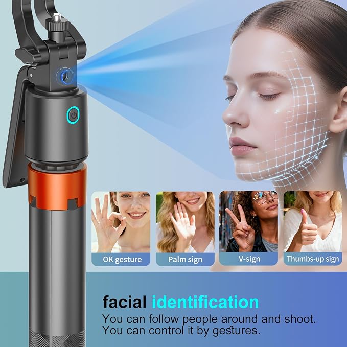 70" Auto Face Tracking Phone Tripod 360 Rotation,No App Required,Phone Tripod for w/Fill Light and Remote Control, Smart Shooting Stand for Vlog/TIK Tok Live Streaming YouTube Video Record