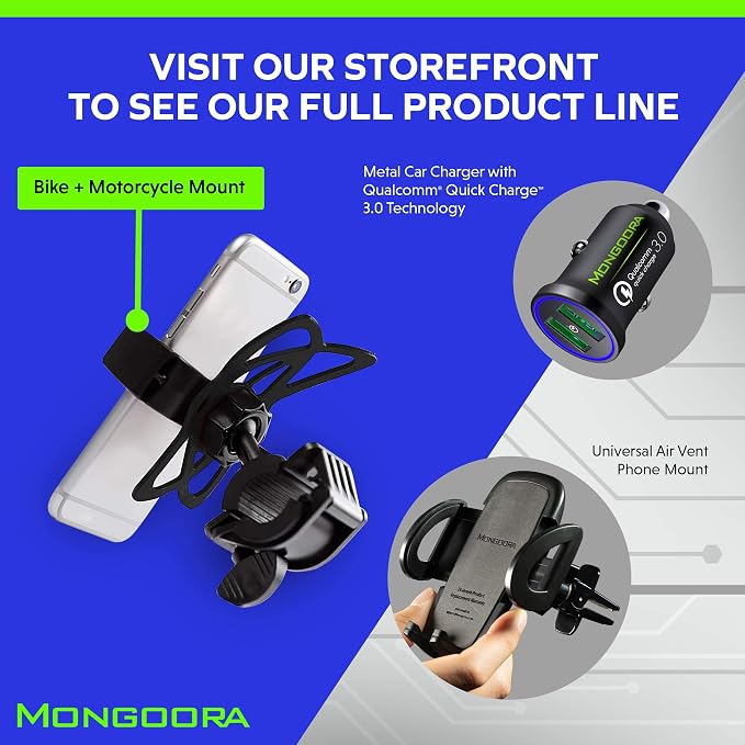 Bike & Motorcycle Phone Mount - GPS Cell Phone Holder for Bicycle Handlebar - Easy to Install Bike Accessories Fits iPhone, Galaxy, Android - Stocking Stuffers - 3 Bands (Black, Red, Green)