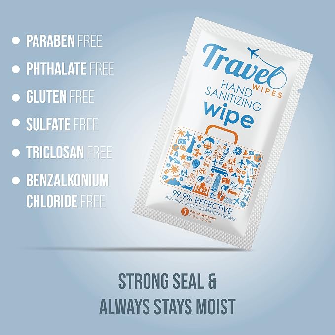 Hand Sanitizing Travel Wipes β 30ct Individually Wrapped | Fragrance-Free, Moisturizing, 70% Isopropyl Alcohol Wipes | Travel, Home, Office, Daily Use | Made in USA