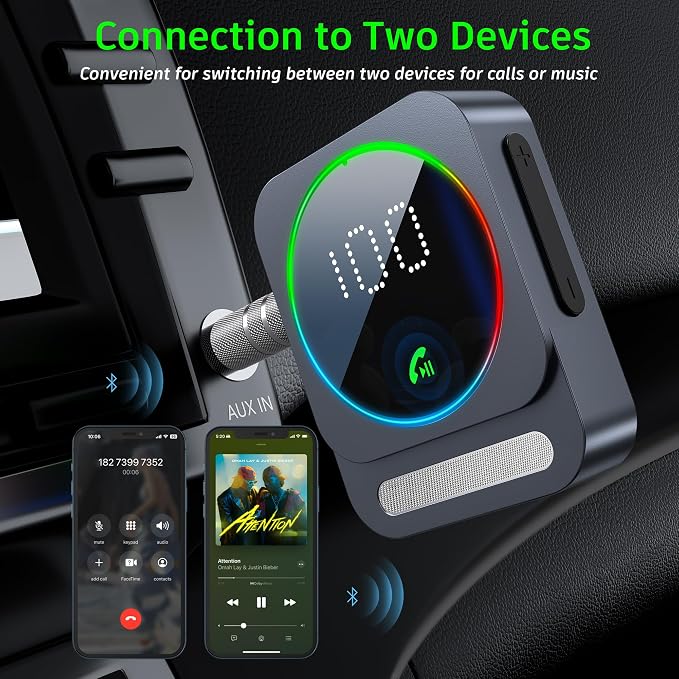 Bluetooth Aux Adapter, SONRU Bluetooth 5.3 Receiver for Car, Wireless Audio Receiver for Car/Home Stereo/Wired Headphones/Speaker, Dual AUX Outputs, RCA AUX 3.5mm