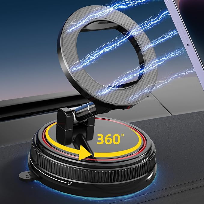 2026 Ultra Magnetic Phone Holder for Car, 360° Adjustable Car Phone Mount for Magsafe, Suction Cup Phone Holders for Your Car for iPhone 17 Pro Max 16 15 14 13 12