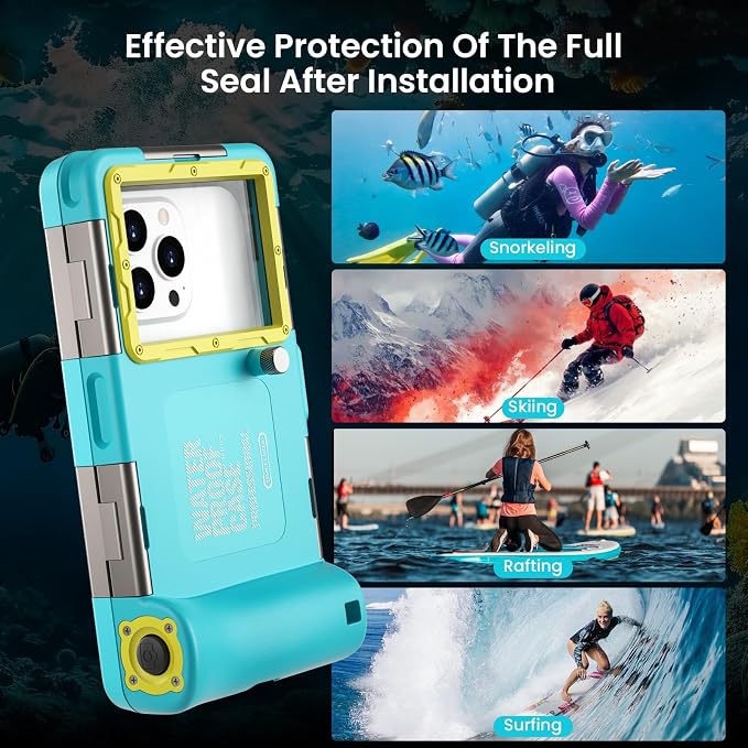 ππππ Latest Upgrade Universal Waterproof Phone Case for Snorkeling and Diving Underwater Phone Case for iPhone 16/15/14/13/12/11 Pro Max Galaxy S25/S24/S23/S22 Ultra Plus etc Diving Case - Blue