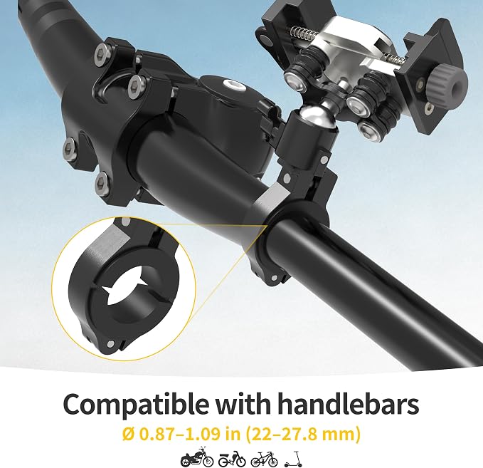 Motorcycle Phone Mount, Aluminum Bike Phone Holder with Vibration Dampener, Secure & Rotatable Holder for Motorcycle, Bike & Scooter, Fits 4.7-7'' iPhone 17/Air/16 Pro Max & Other Smartphones